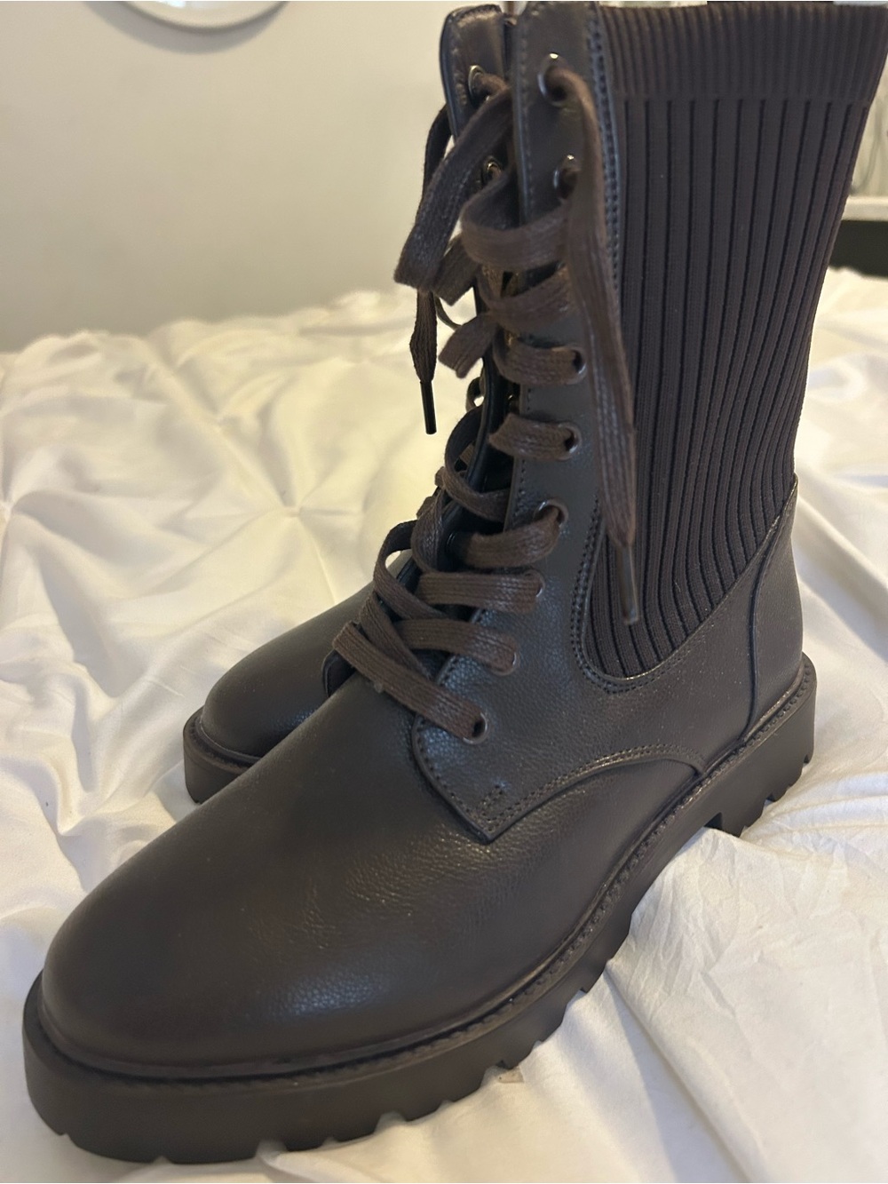 FRENCH CONNECTION Brown Lace-Up Combat Boots BRAND NEW
